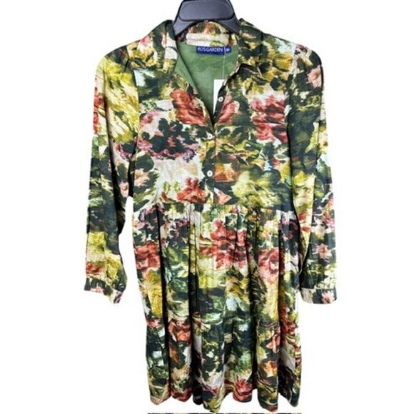 $200 Ro's Garden Romy Floral Print Tiered Dress | XS, Green NWT - Picture 4 of 13